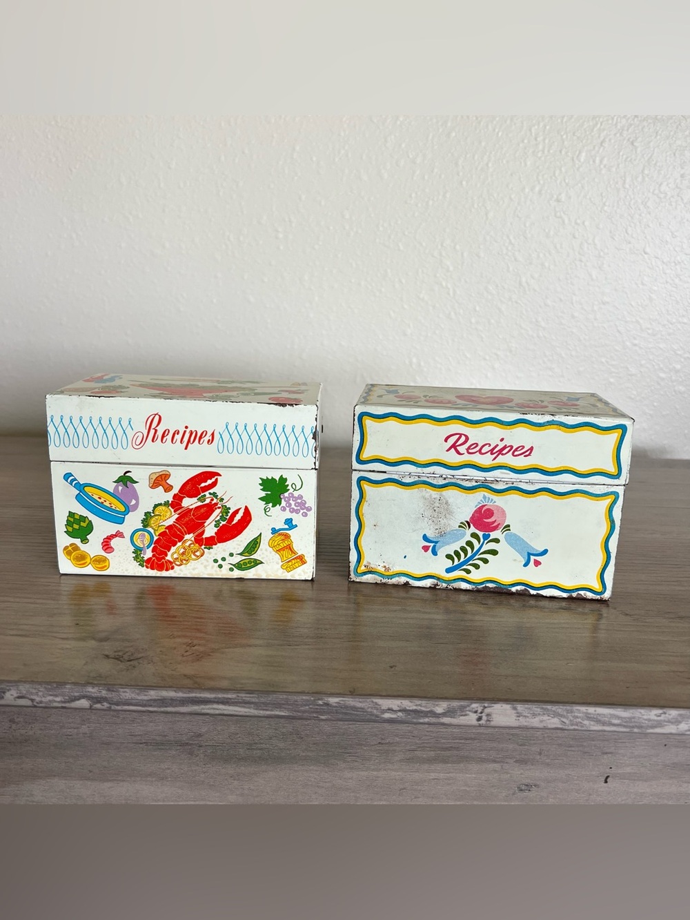 VTG Tin Recipe File Boxes Ohio Art Co Filled W/ Old Handwritten Recipe Clippings - Picture 3 of 15